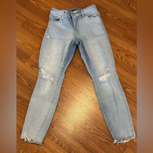 Express Light Blue Ripped Skinny Jeans